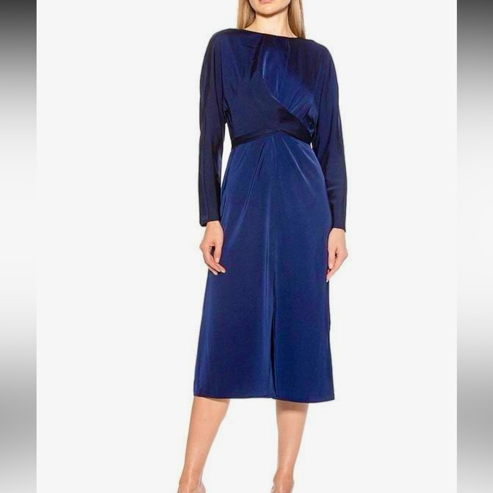 ALEXIA ADMOR Marla Crewneck Draped Midi Dress